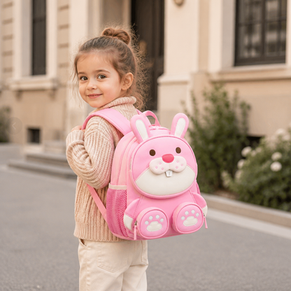 Kinder-Rucksack mit Cartoon-Tiermotiv – Leichter Schulrucksack mit mehreren Fächern