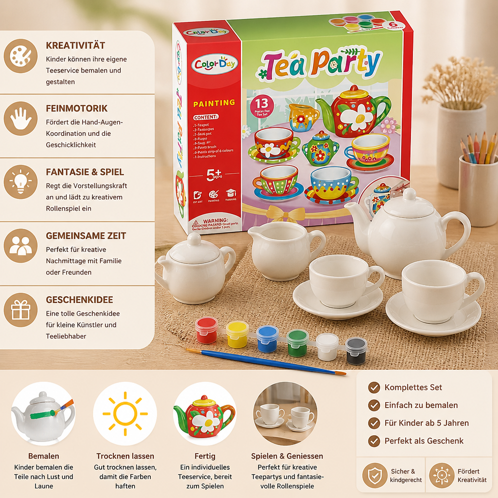 DIY-Keramik-Teeset zum Bemalen für Kinder