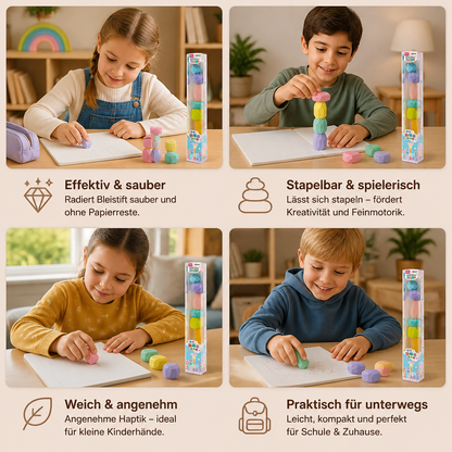 Stapelbares Edelstein-Radiergummi-Set