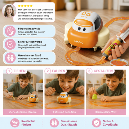 Magisches Slime-Rennbahn-Set – DIY-Abenteuer mit Elektroautos