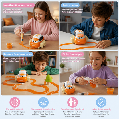 Magisches Slime-Rennbahn-Set – DIY-Abenteuer mit Elektroautos