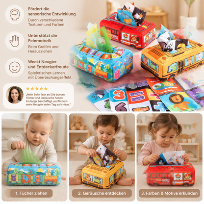 Montessori Zauber-Taschentuchbox – Sensorisches Lernspielzeug für Babys