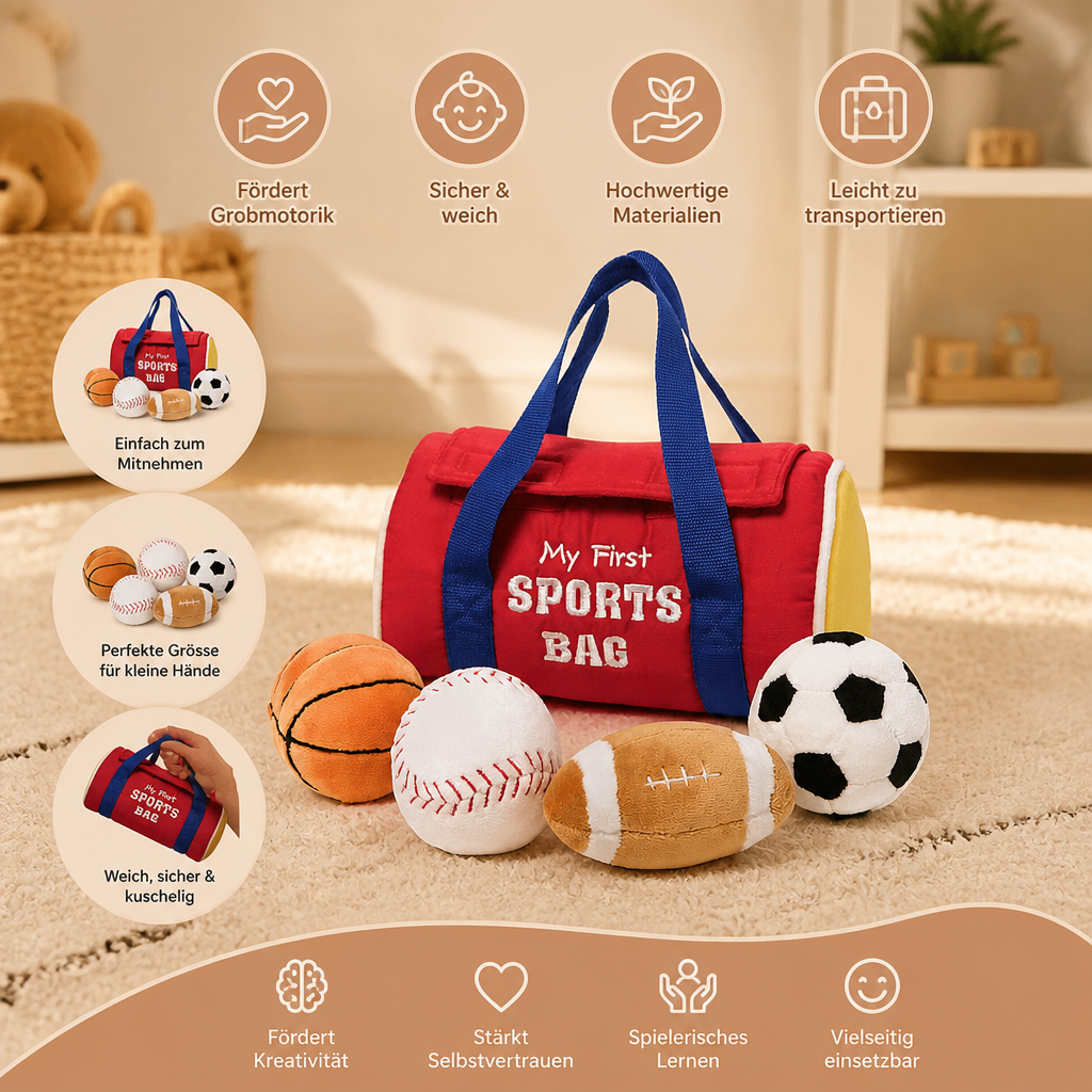 Mein erstes Sport-Plüschset – Weiches Spielzeug für Babys