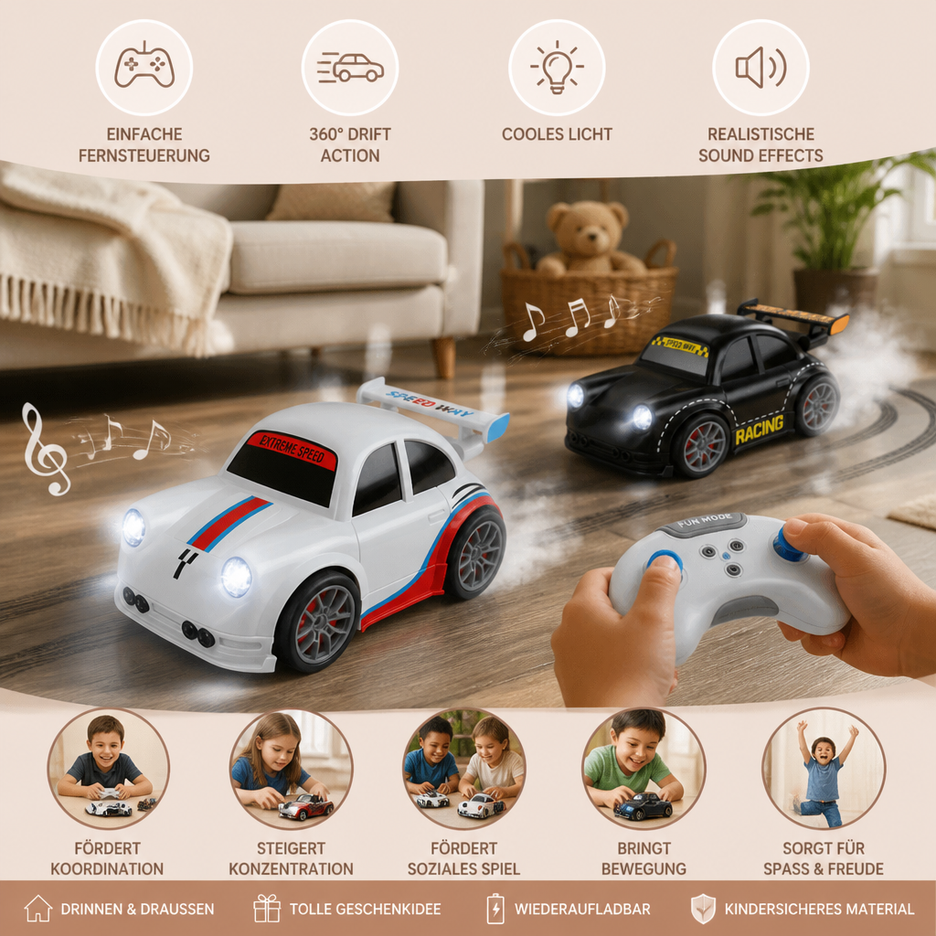 RC-Rennauto mit Driftfunktion für Kinder – Ferngesteuert mit Sensorlichtern & Sound