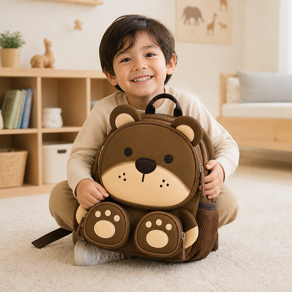 Kinder-Rucksack mit Cartoon-Tiermotiv – Leichter Schulrucksack mit mehreren Fächern