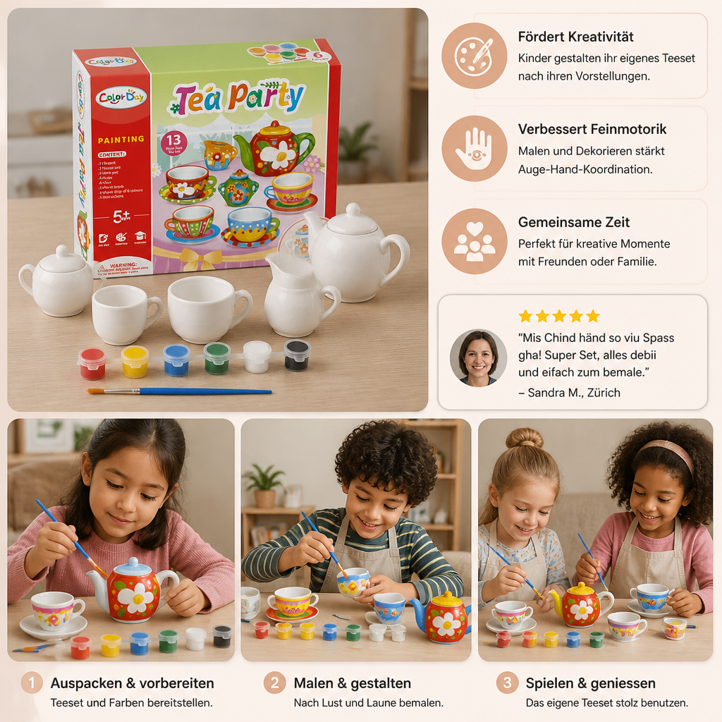DIY-Keramik-Teeset zum Bemalen für Kinder