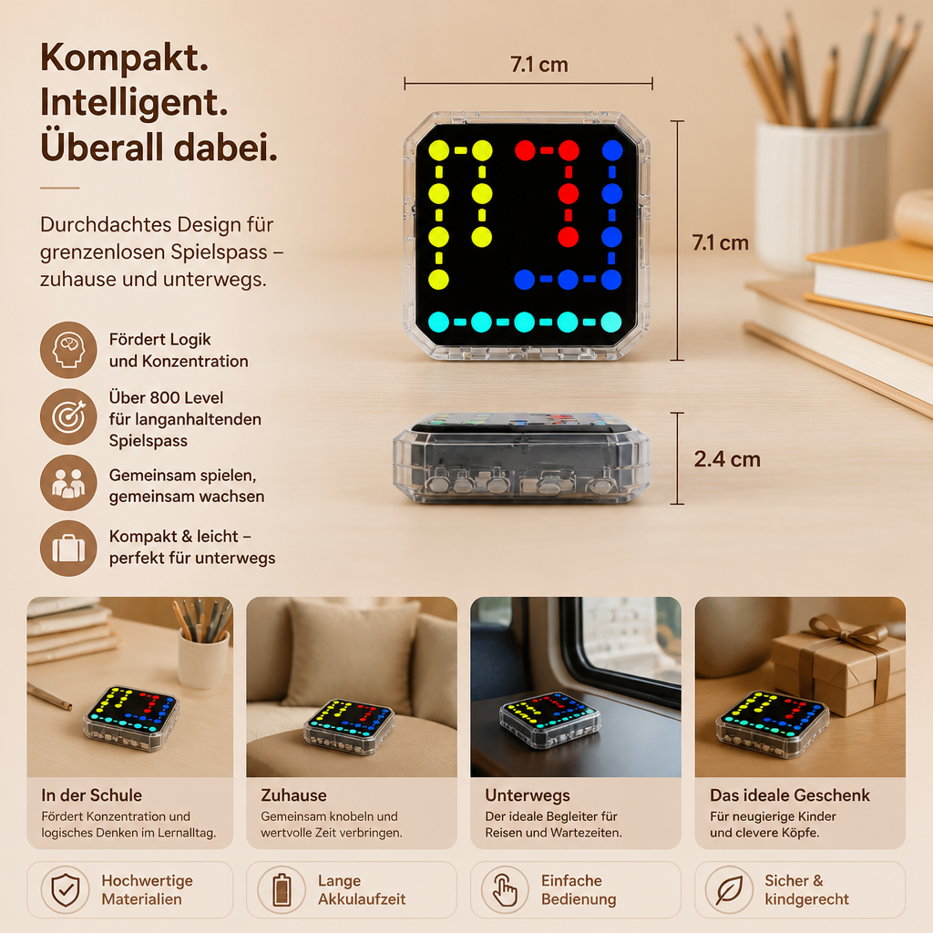 Smartes LED-Logik-Puzzlespiel – Über 800 knifflige Gehirntraining-Level