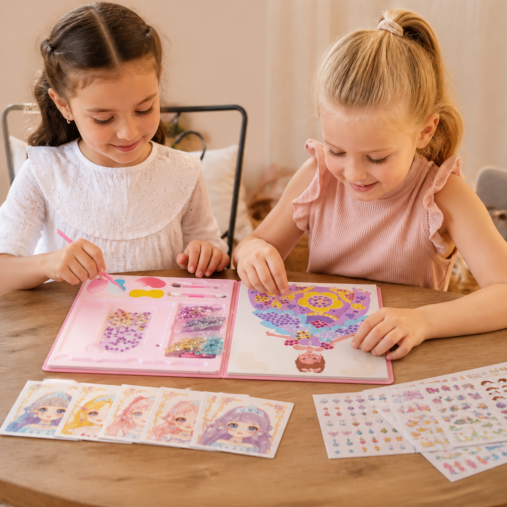 Prinzessinnen-Diamantmalerei & Folienkunst – Kreativset mit Malbuch