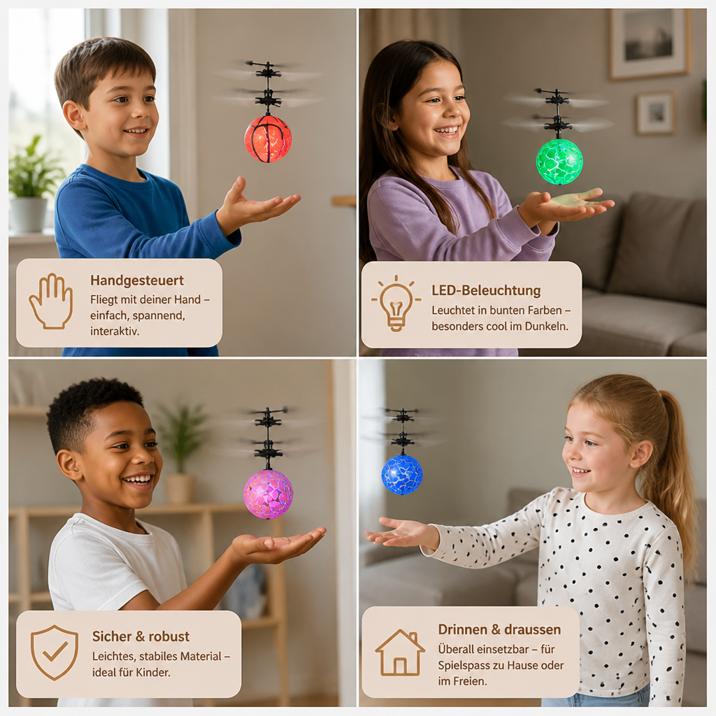 Handgesteuerter fliegender LED-Ball-Drohne für Kinder