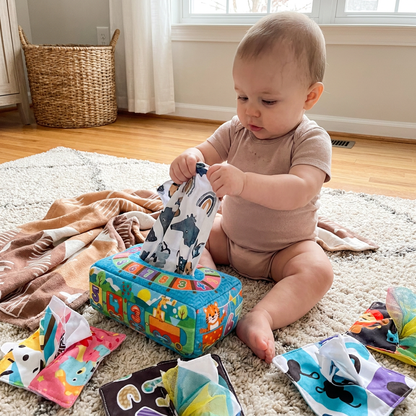Montessori Zauber-Taschentuchbox – Sensorisches Lernspielzeug für Babys
