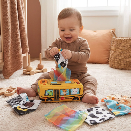 Montessori Zauber-Taschentuchbox – Sensorisches Lernspielzeug für Babys