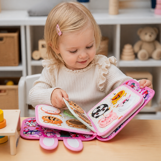 Montessori-Tast- & Fühl-Sensorik-Busy-Book für Kleinkinder