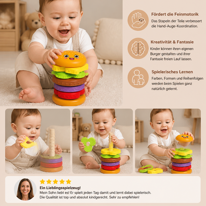 Interaktives rotierendes Burger-Stapelspiel