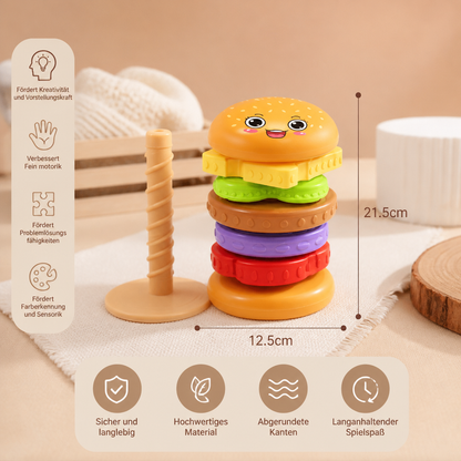 Interaktives rotierendes Burger-Stapelspiel