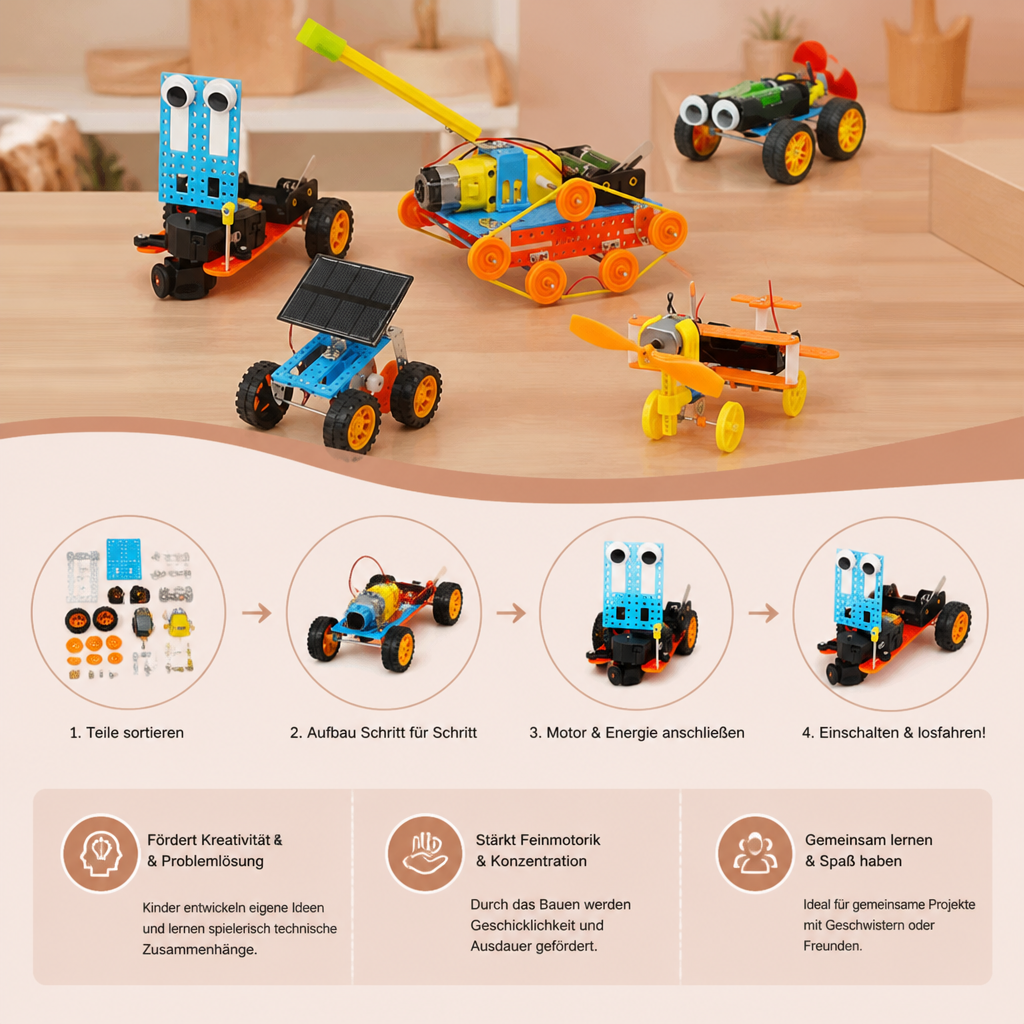 5-in-1 DIY-MINT-Fahrzeug-Bauset für Kinder
