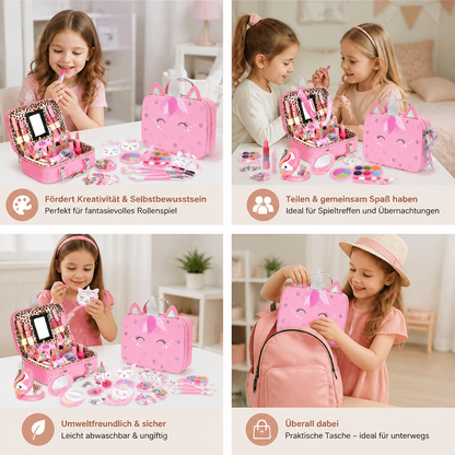 Umweltfreundliches & leicht abwaschbares Prinzessinnen-Make-up-Set für Kinder mit Kosmetiktasche