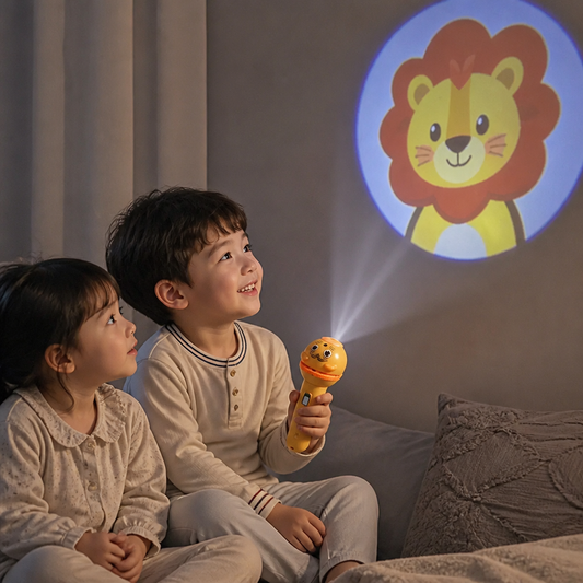 Chindertaschälampe mit Gute-Nacht-Gschichte-Projektion