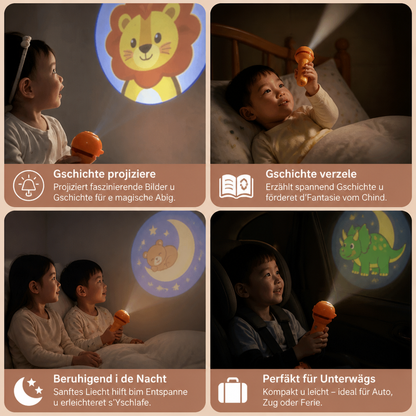 Chindertaschälampe mit Gute-Nacht-Gschichte-Projektion