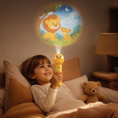Chindertaschälampe mit Gute-Nacht-Gschichte-Projektion
