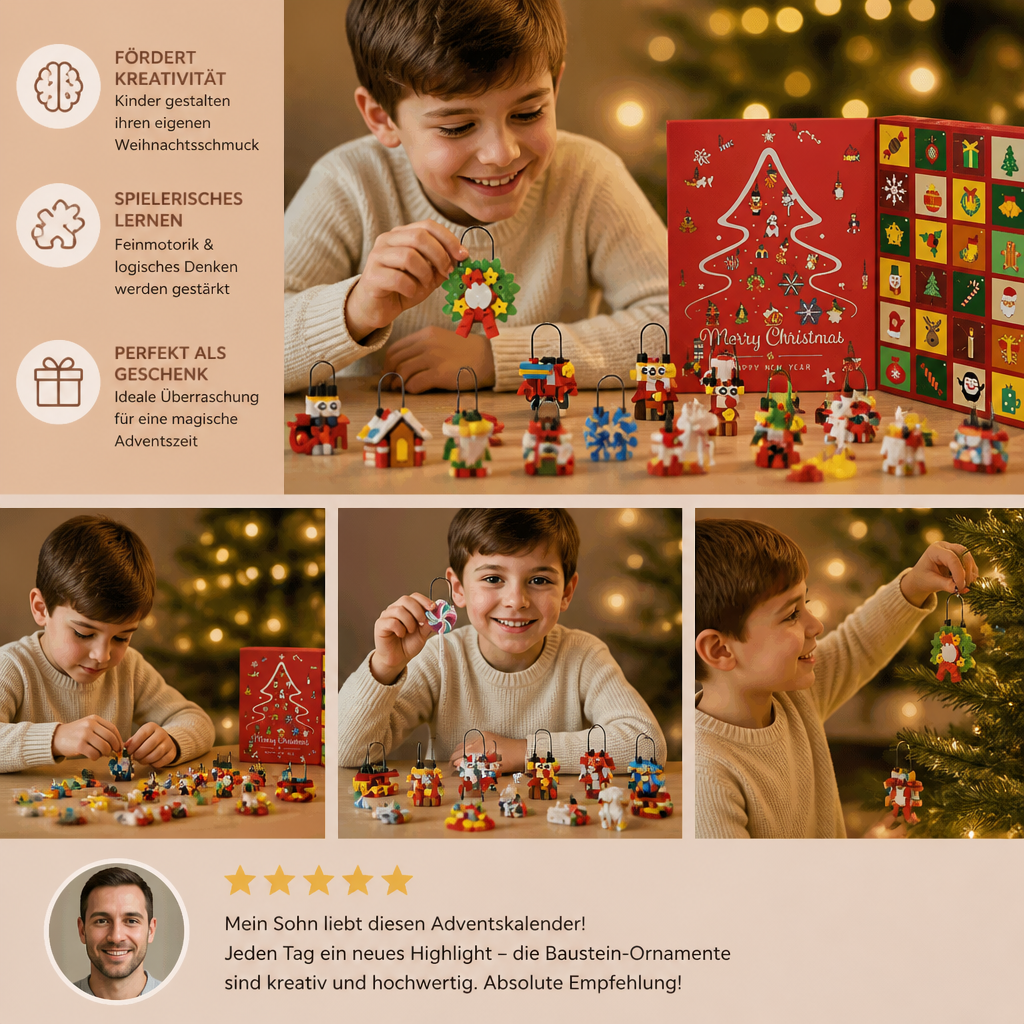 Weihnachtsschmuck-Baustein-Adventskalender