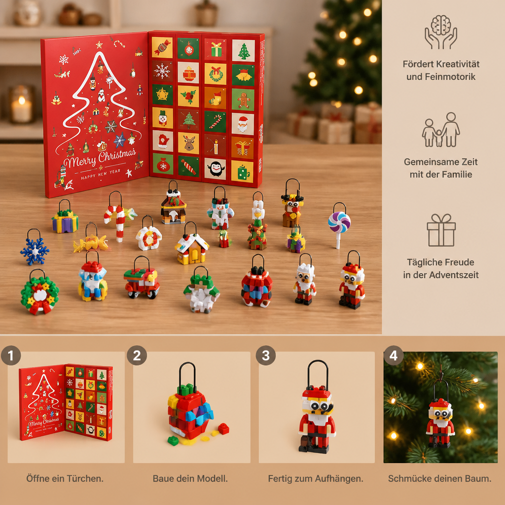 Weihnachtsschmuck-Baustein-Adventskalender