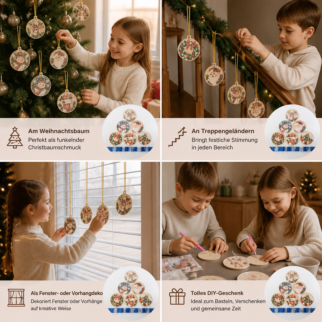DIY-Weihnachts-Diamond-Painting-Anhänger-Set – Festlicher Christbaumschmuck