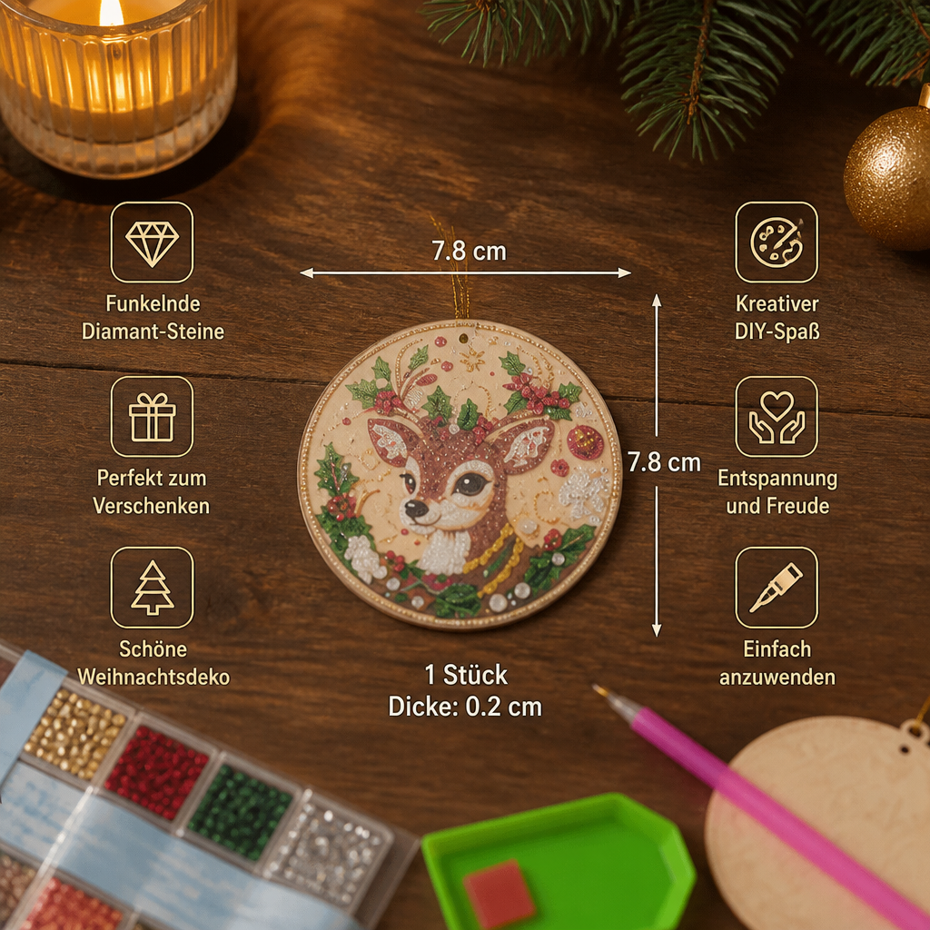DIY-Weihnachts-Diamond-Painting-Anhänger-Set – Festlicher Christbaumschmuck