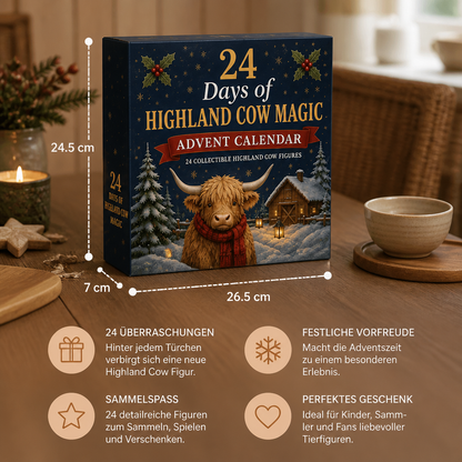 24-Tage-Adventskalender mit Highland-Rindern als sammelbare Mini-Figuren