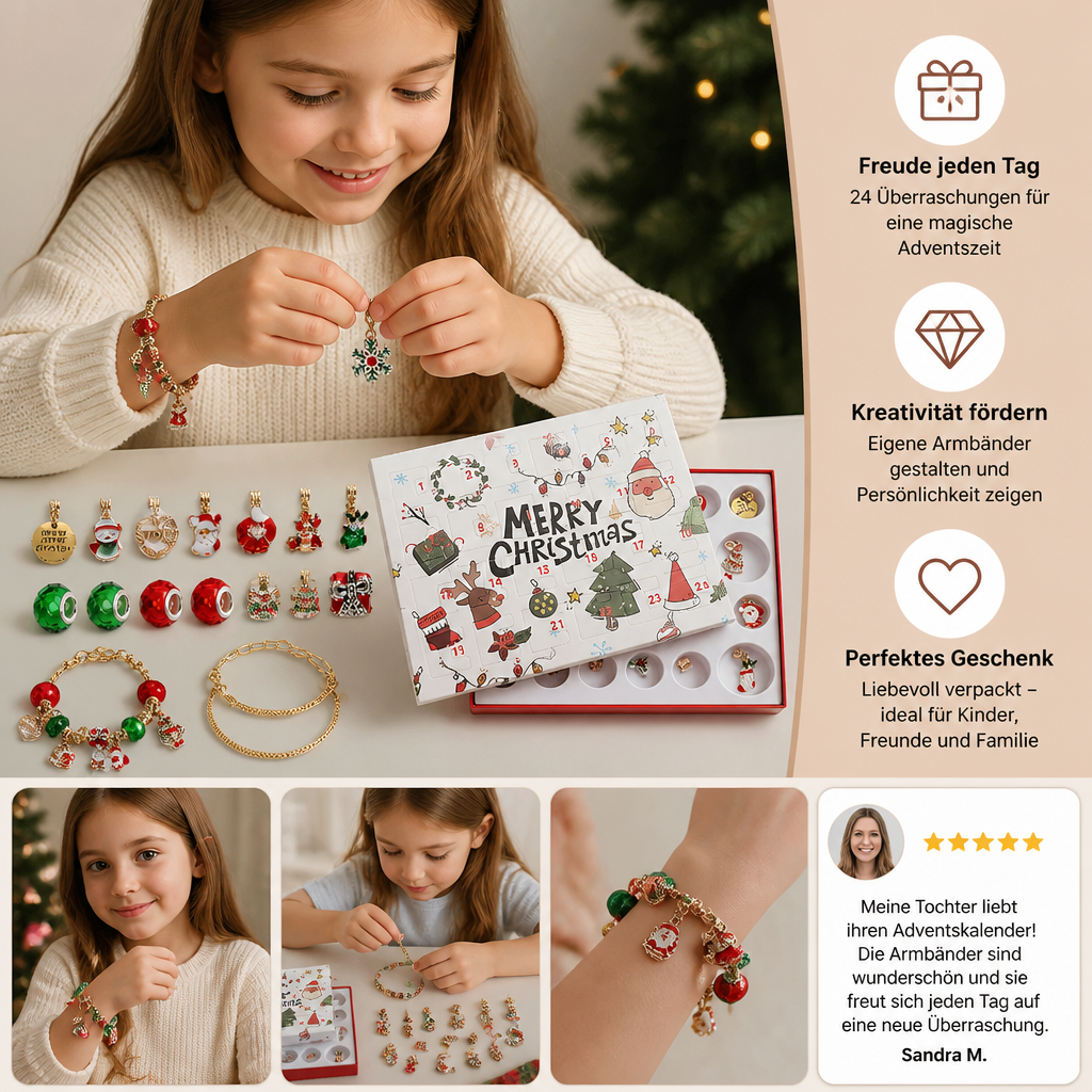 24-Tage-Weihnachtsarmband-Adventskalender – DIY-Schmuckset für Mädchen