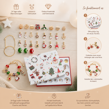 24-Tage-Weihnachtsarmband-Adventskalender – DIY-Schmuckset für Mädchen