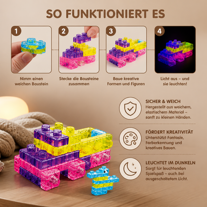 Im Dunkeln leuchtende Squishy-Gelee-Bausteine für Kinder – Sicher & weich