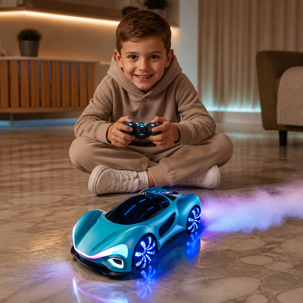 Leuchtendes RC-Driftauto mit Sprüheffekt & Ladestation