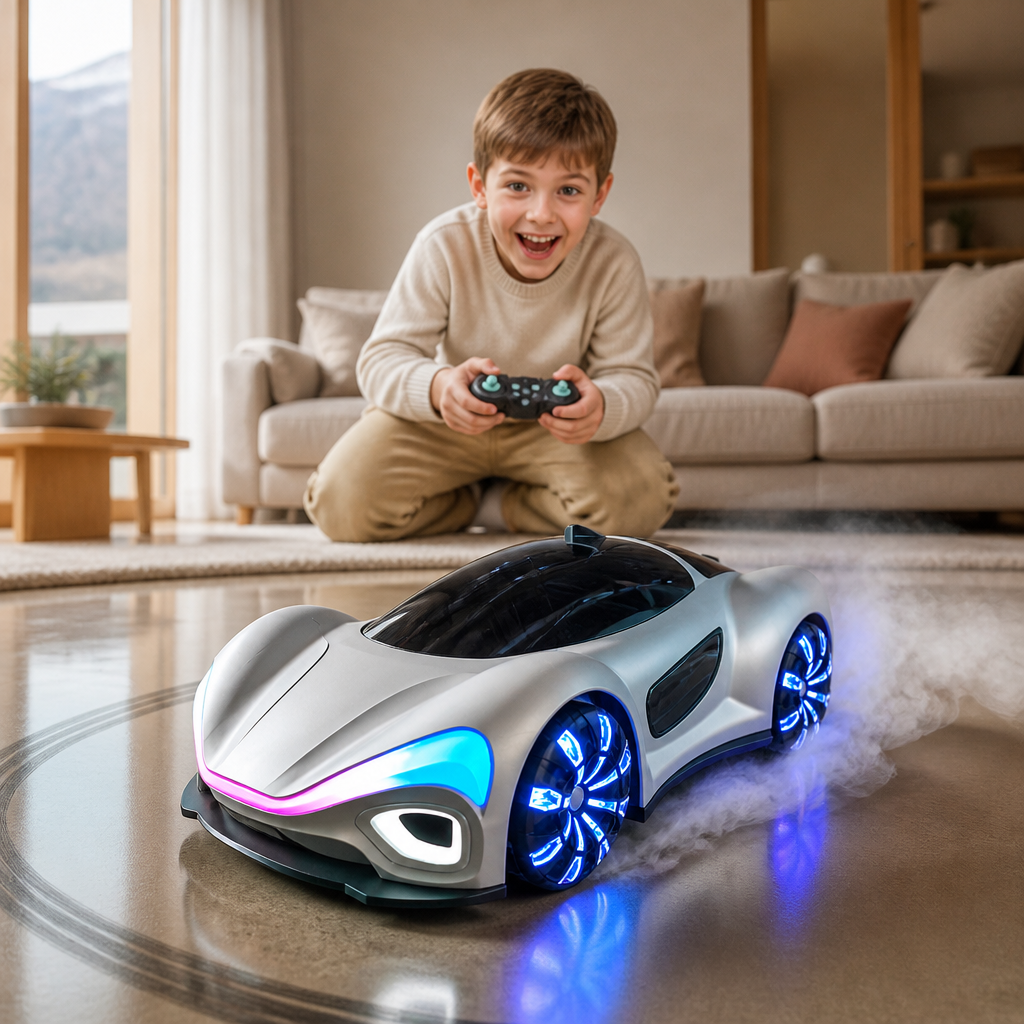 Leuchtendes RC-Driftauto mit Sprüheffekt & Ladestation