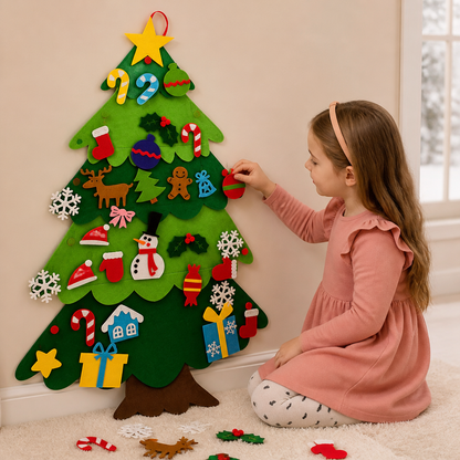 DIY-Filz-Weihnachtsbaum für Kinder mit dekorativen Anhängern