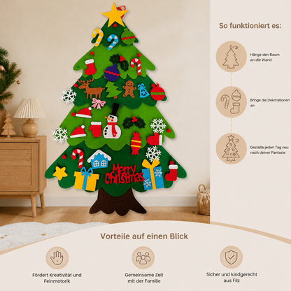 DIY-Filz-Weihnachtsbaum für Kinder mit dekorativen Anhängern