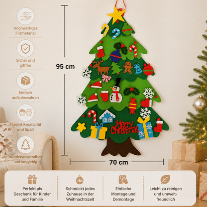 DIY-Filz-Weihnachtsbaum für Kinder mit dekorativen Anhängern
