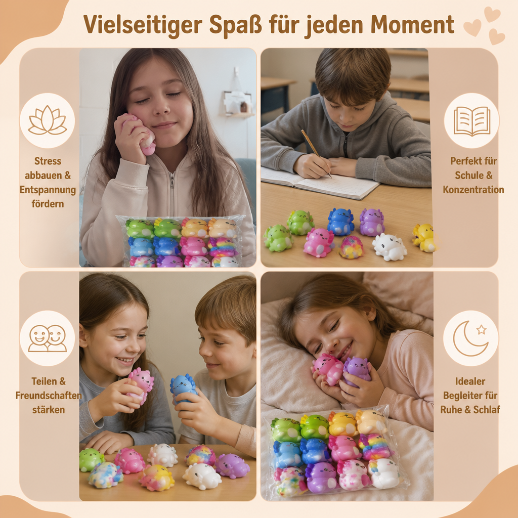 12er-Pack weiche Axolotl-Squishies – Anti-Stress-Spielzeug