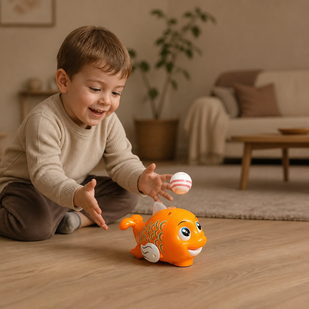 Interaktives schwebendes Fischspielzeug mit Ball, Licht & Musik