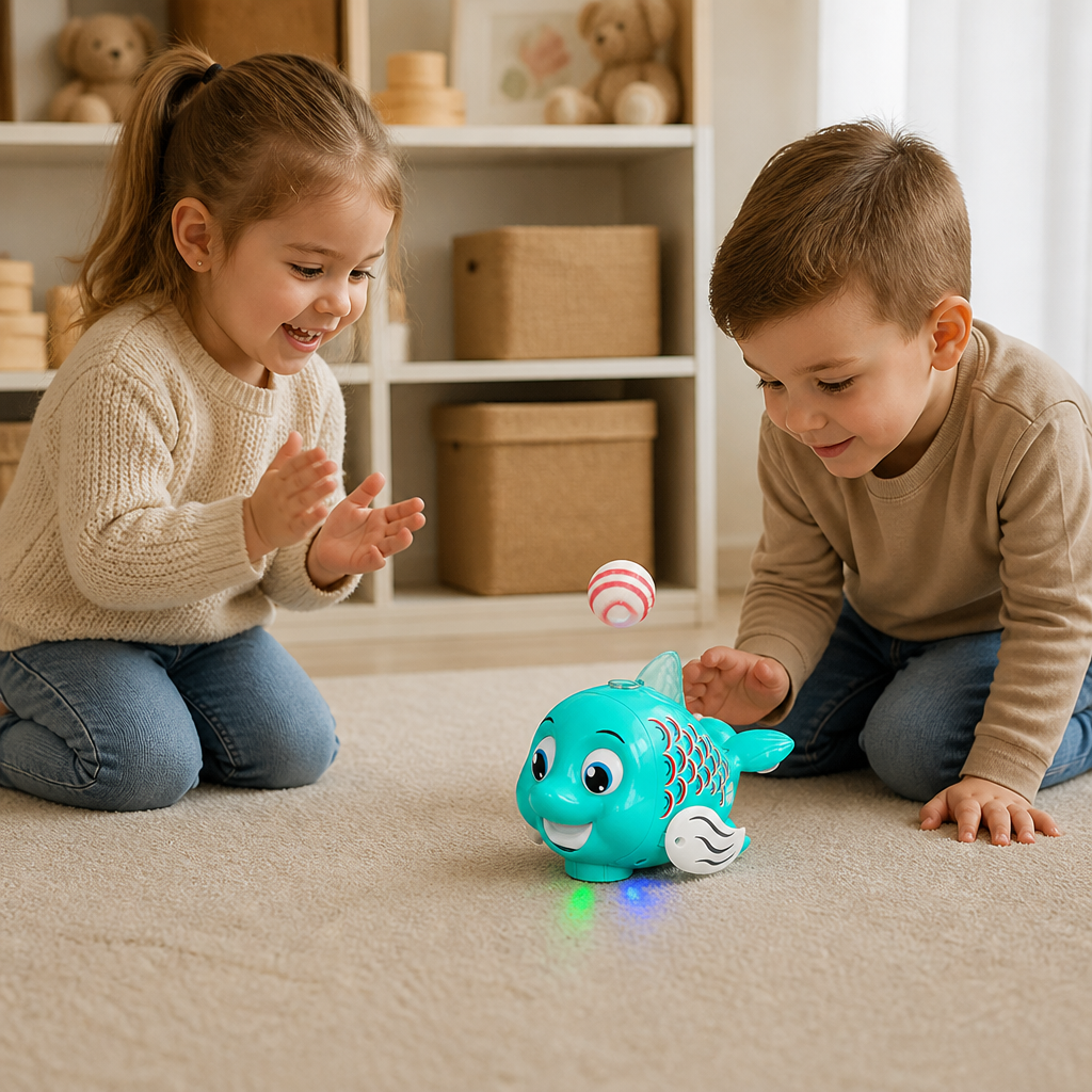 Interaktives schwebendes Fischspielzeug mit Ball, Licht & Musik