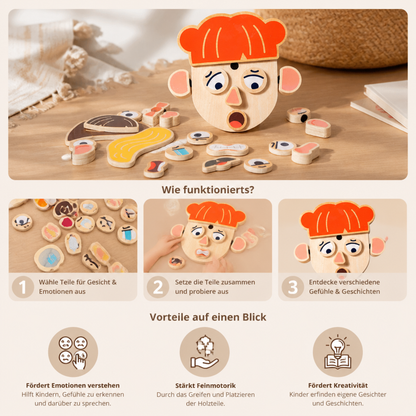 Holz-Lernspielzeug für Gesichtsausdrücke & Emotionen für Kinder
