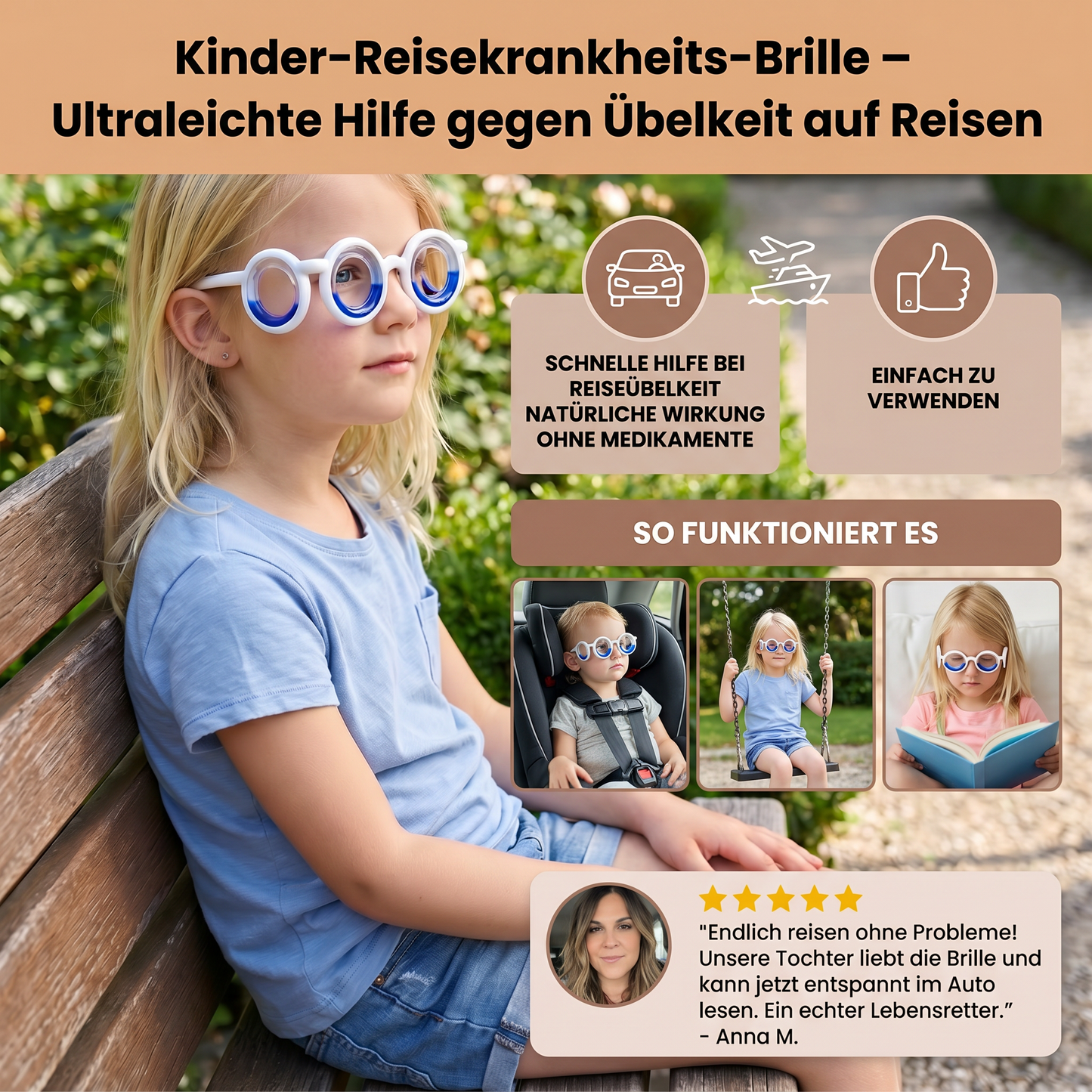Kinder-Reisekrankheits-Brille – Ultraleichte Hilfe gegen Übelkeit auf Reisen