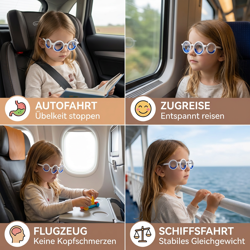 Kinder-Reisekrankheits-Brille – Ultraleichte Hilfe gegen Übelkeit auf Reisen