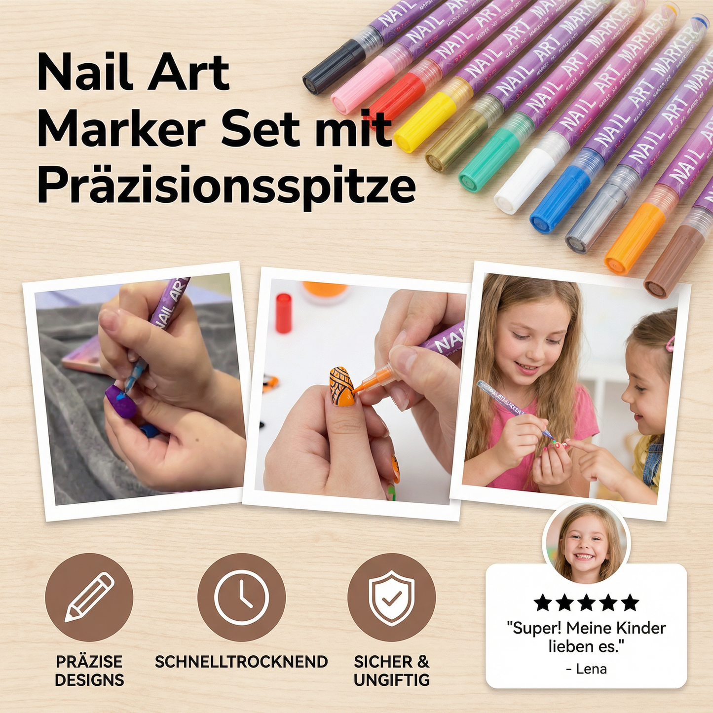 Nail Art Marker Set mit Präzisionsspitze – Acrylmalstifte für feine Nageldesigns