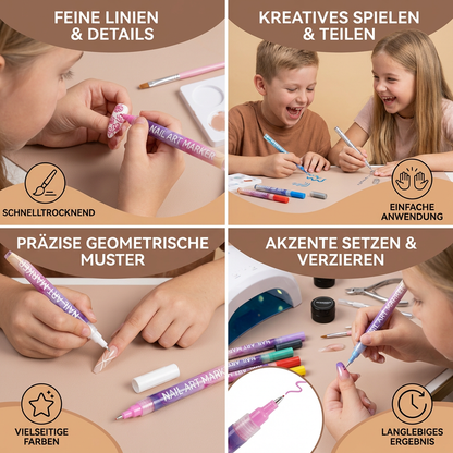 Nail Art Marker Set mit Präzisionsspitze – Acrylmalstifte für feine Nageldesigns