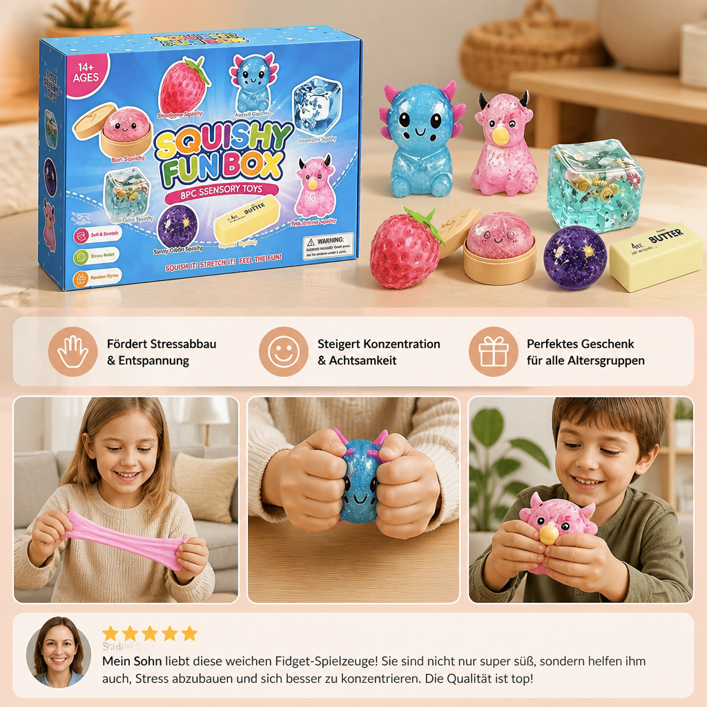 Premium-Set mit weichen Fidget-Spielzeugen – 8 sensorische Spielzeuge