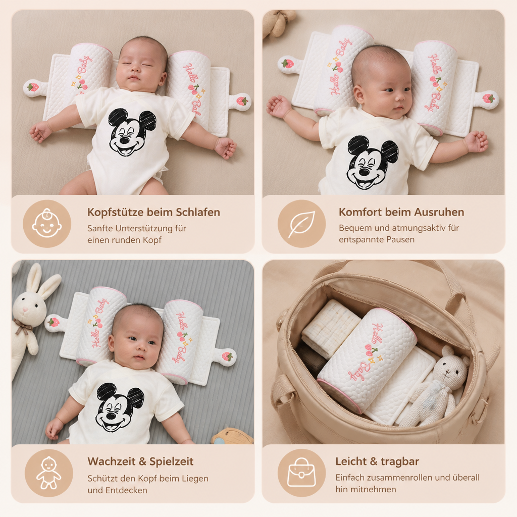 Verstellbares Babykopfkissen mit Hirsefüllung
