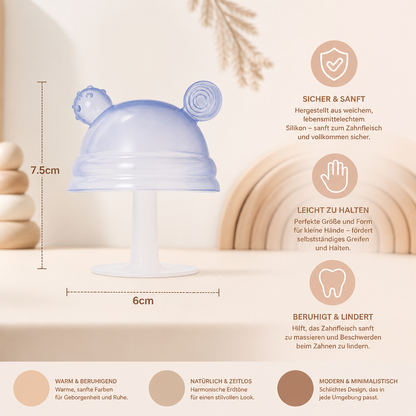 Baby-Beißring in Pilzform aus Silikon für kleine Hände