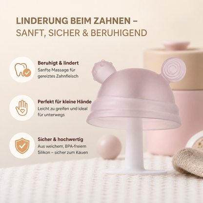 Baby-Beißring in Pilzform aus Silikon für kleine Hände