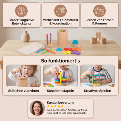Montessori Holzspielzeug für Kinder – Farb- & Formensortier Lernspiel