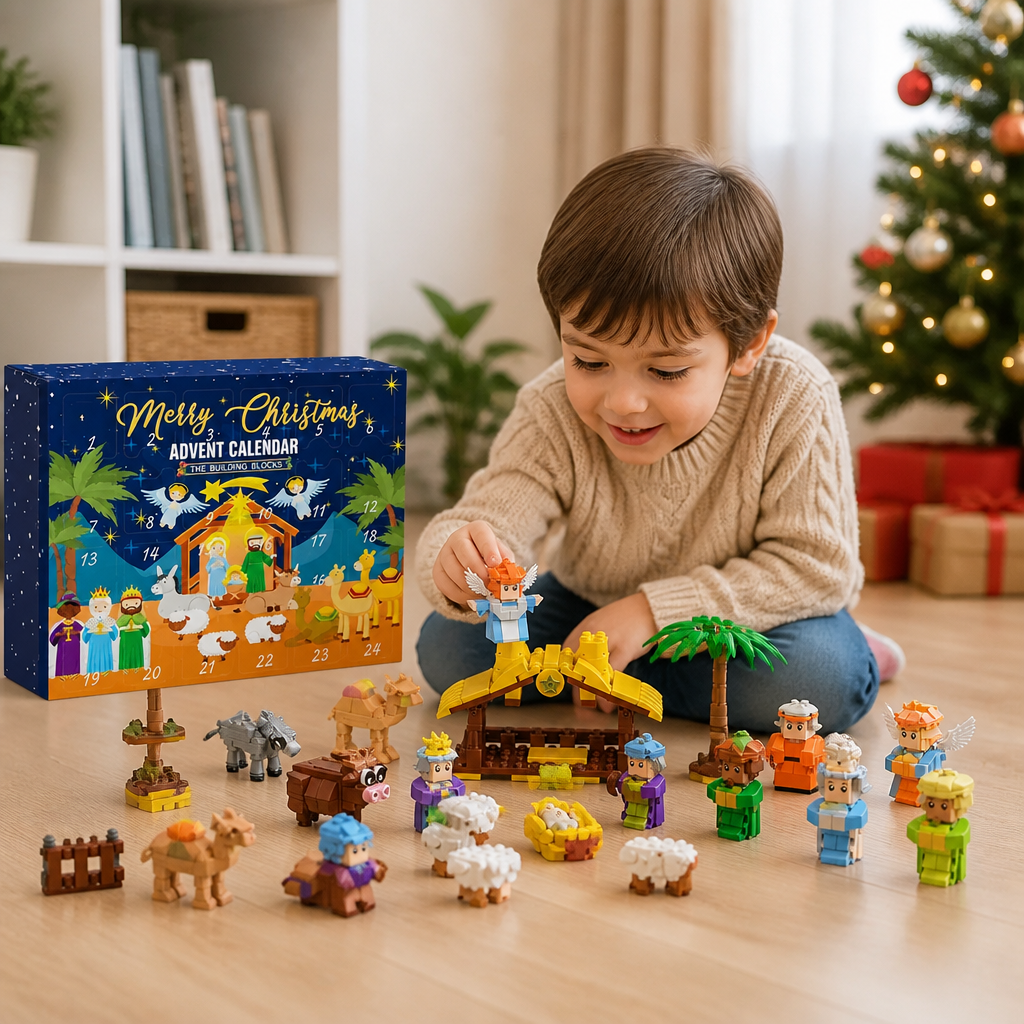Weihnachtskrippen-Baustein-Adventskalender für Kinder